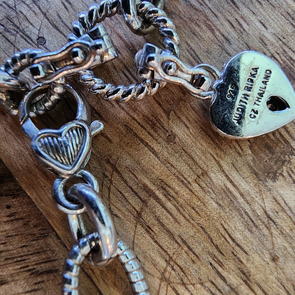 Judith Ripka Sterling Silver Heart Charm Necklace 21" - Picture 8 of 10